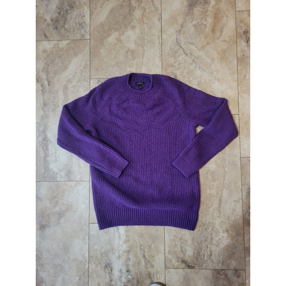 Talbots Purple Mock Neck Patterned Sweater Alpaca & Wool Blend